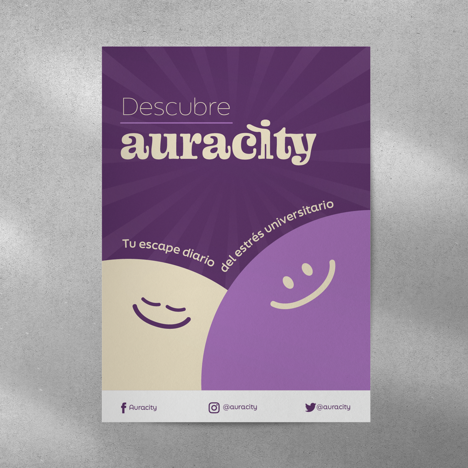 Cartel publicitario para promocionar la aplicación de Auracity sobre la salud mental