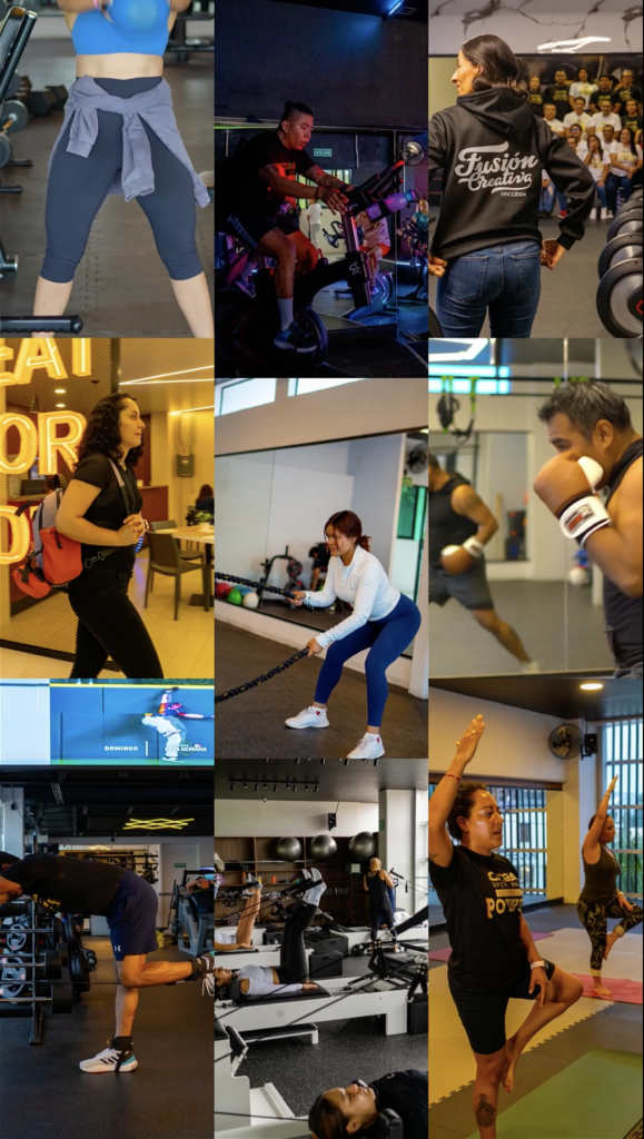 Collage de diferentes personas entrenando en CEGA Sport Mall